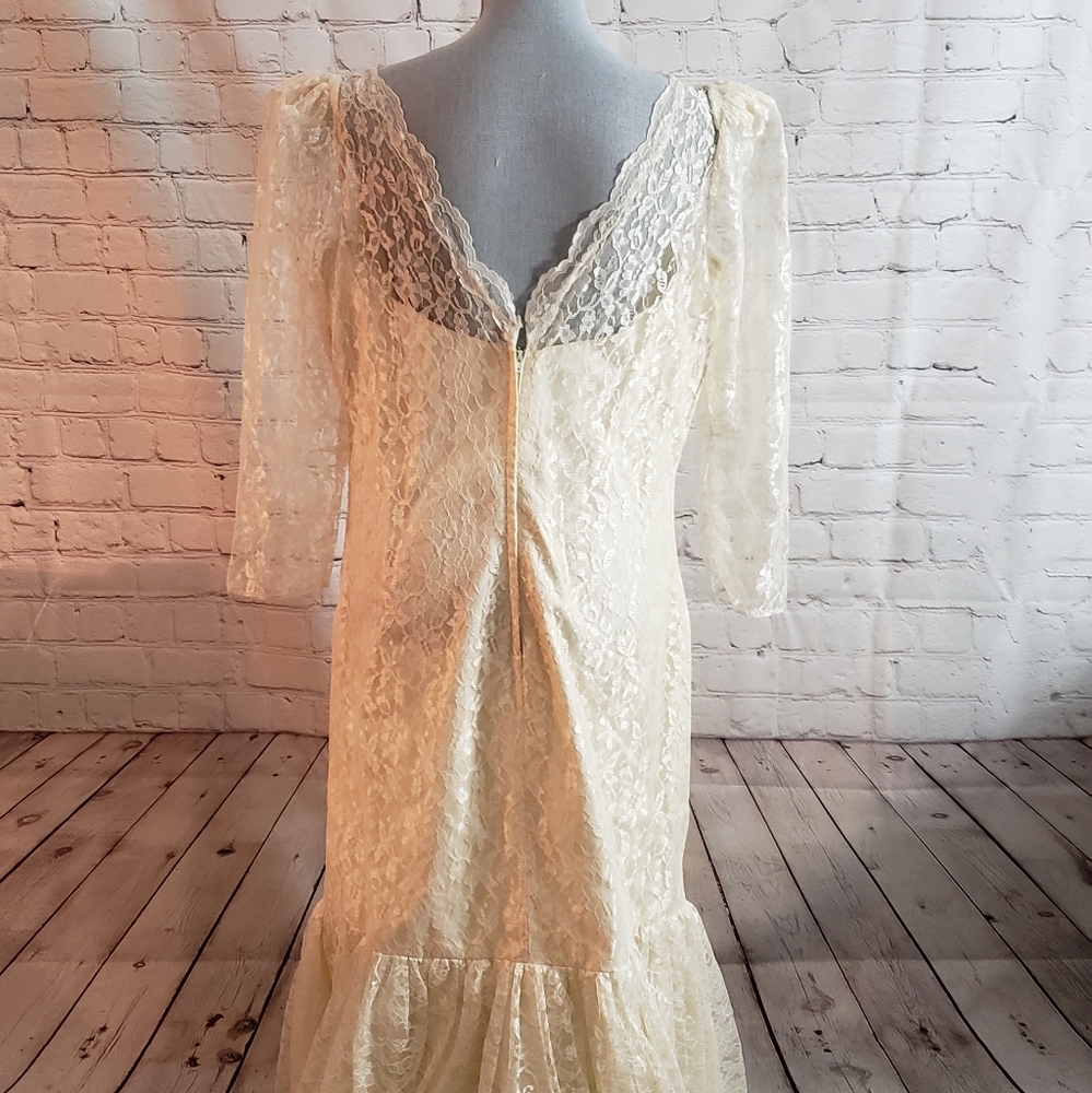 Vintage 1989 Wedding Dress Sz 18 - Picture 4 of 8